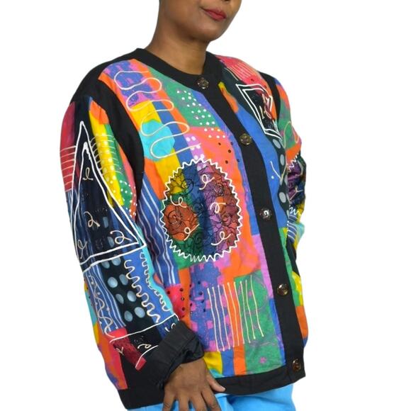 Gene Ewing Bis Jacket Puffy Paint Lace Avant Garde Wearable Art Vintage Medium - Picture 13 of 14